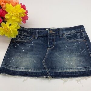 Maurices NWT distressed jean skirt paint splatter